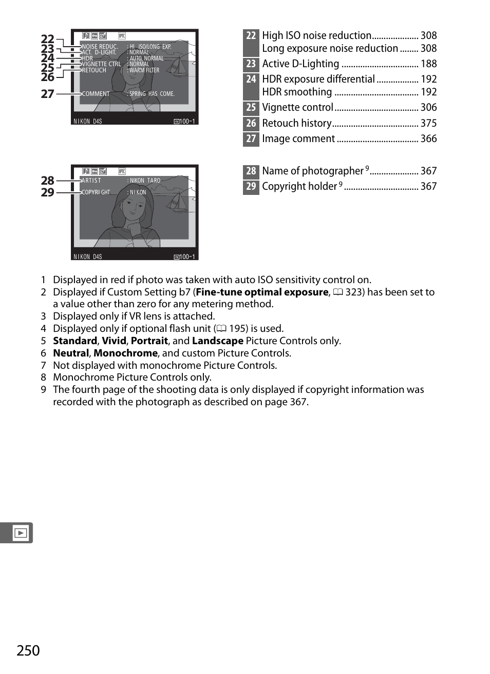 28 name of photographer, 29 copyright holder | Nikon D4S User Manual | Page 272 / 500