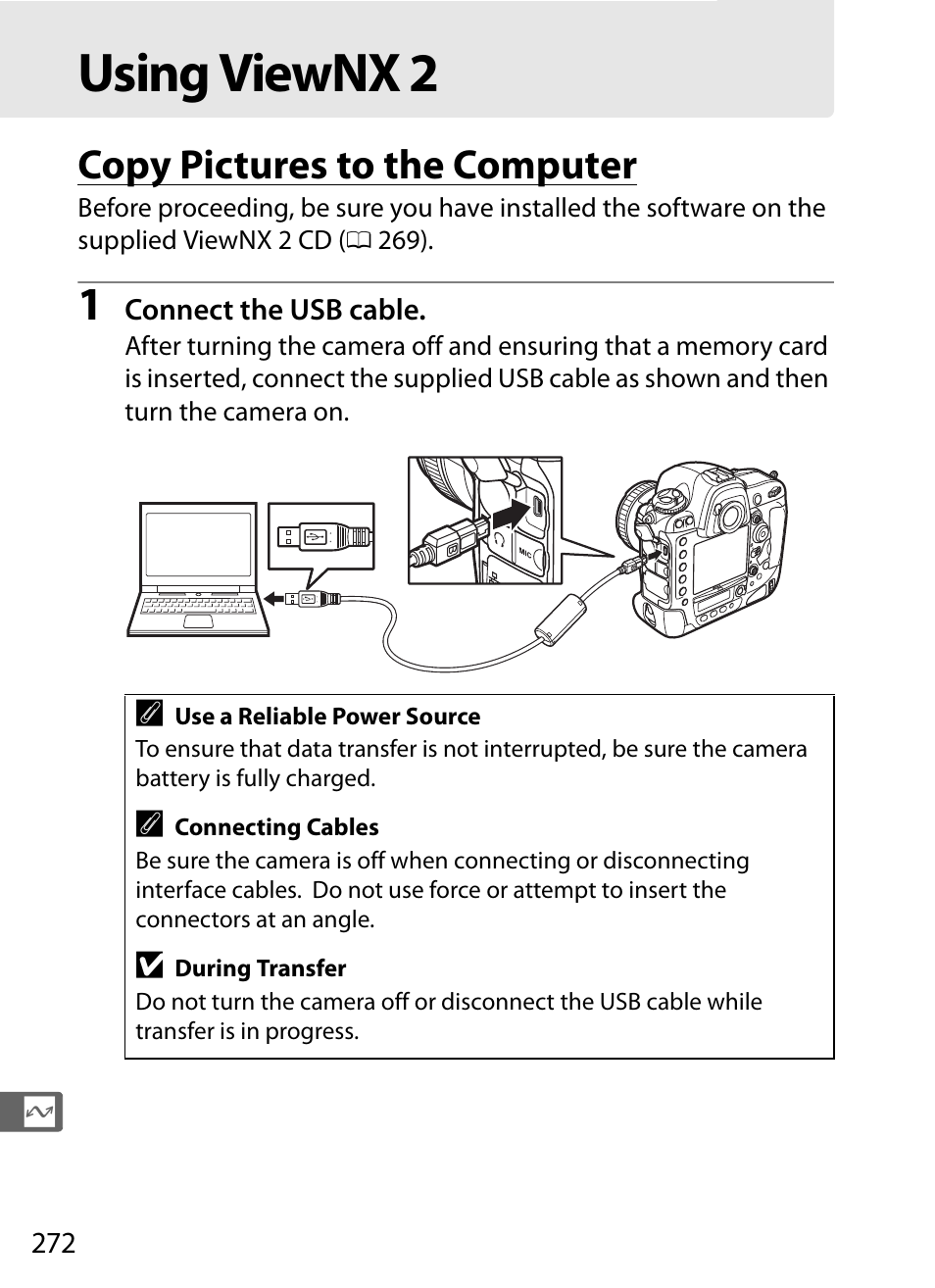 Using viewnx 2, Copy pictures to the computer | Nikon D4S User Manual | Page 294 / 500