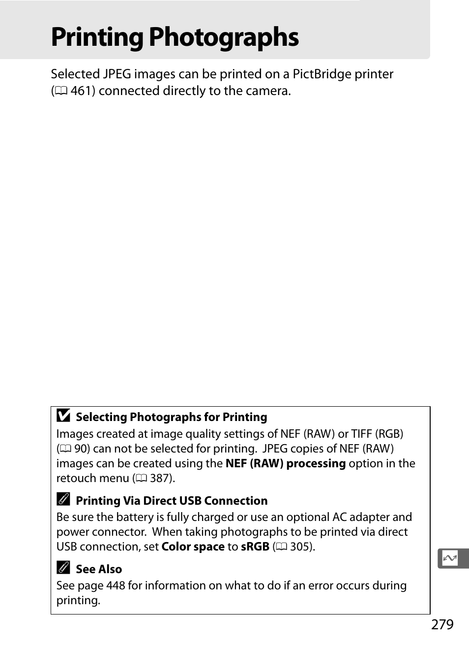 Printing photographs | Nikon D4S User Manual | Page 301 / 500