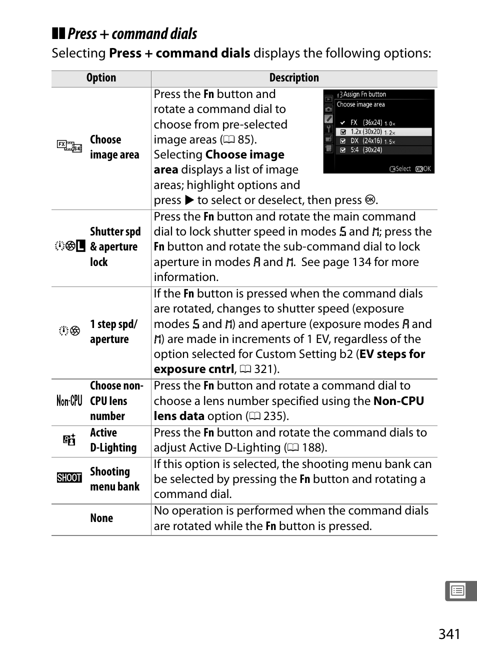 Press + command dials | Nikon D4S User Manual | Page 363 / 500