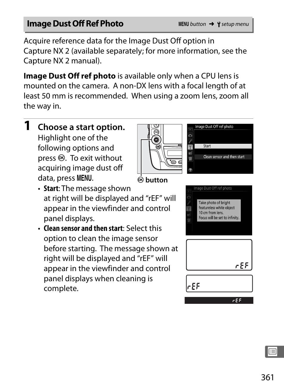 Image dust off ref photo | Nikon D4S User Manual | Page 383 / 500