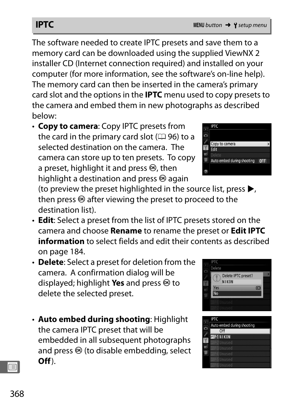 Iptc | Nikon D4S User Manual | Page 390 / 500