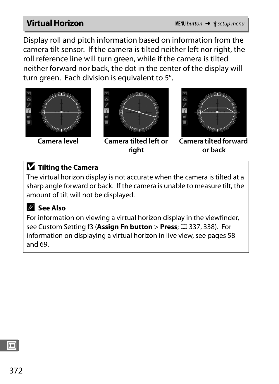 Virtual horizon | Nikon D4S User Manual | Page 394 / 500