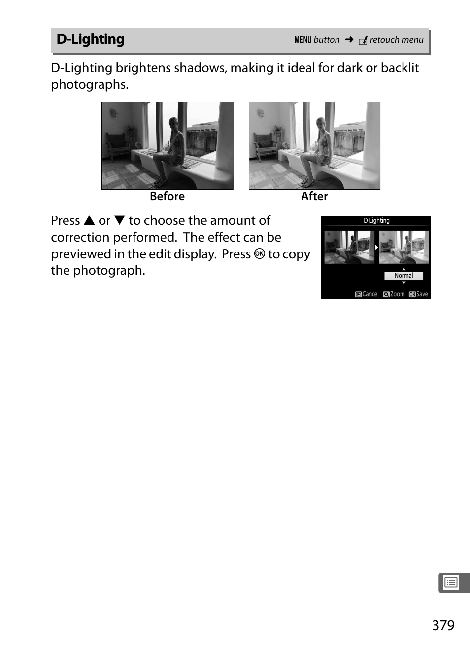 D-lighting | Nikon D4S User Manual | Page 401 / 500