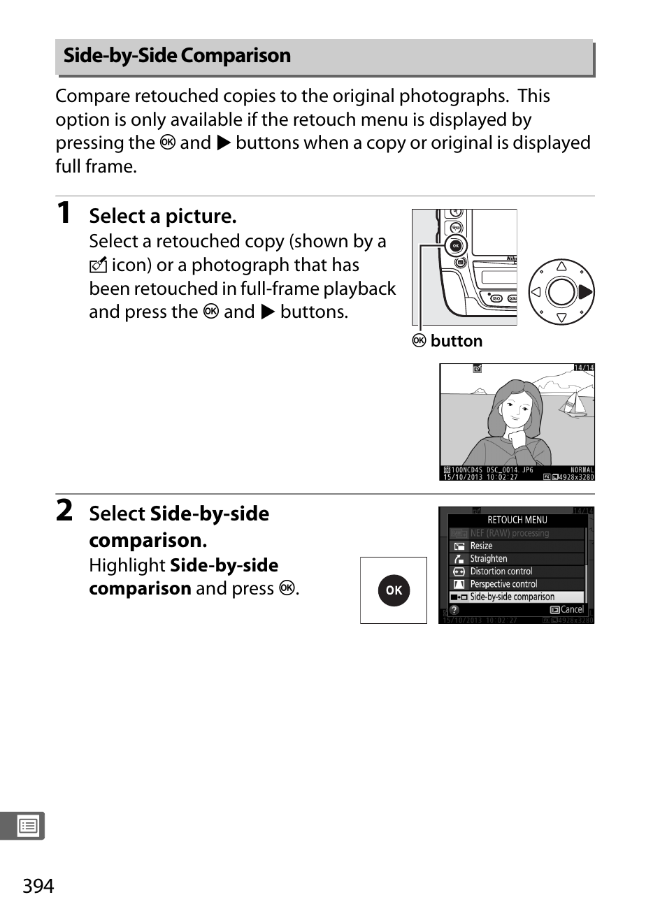 Side-by-side comparison | Nikon D4S User Manual | Page 416 / 500