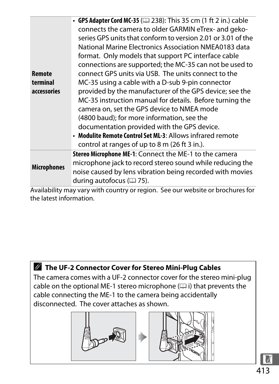 0 413) on, Optional me-1, 0 413) ster | Nikon D4S User Manual | Page 435 / 500