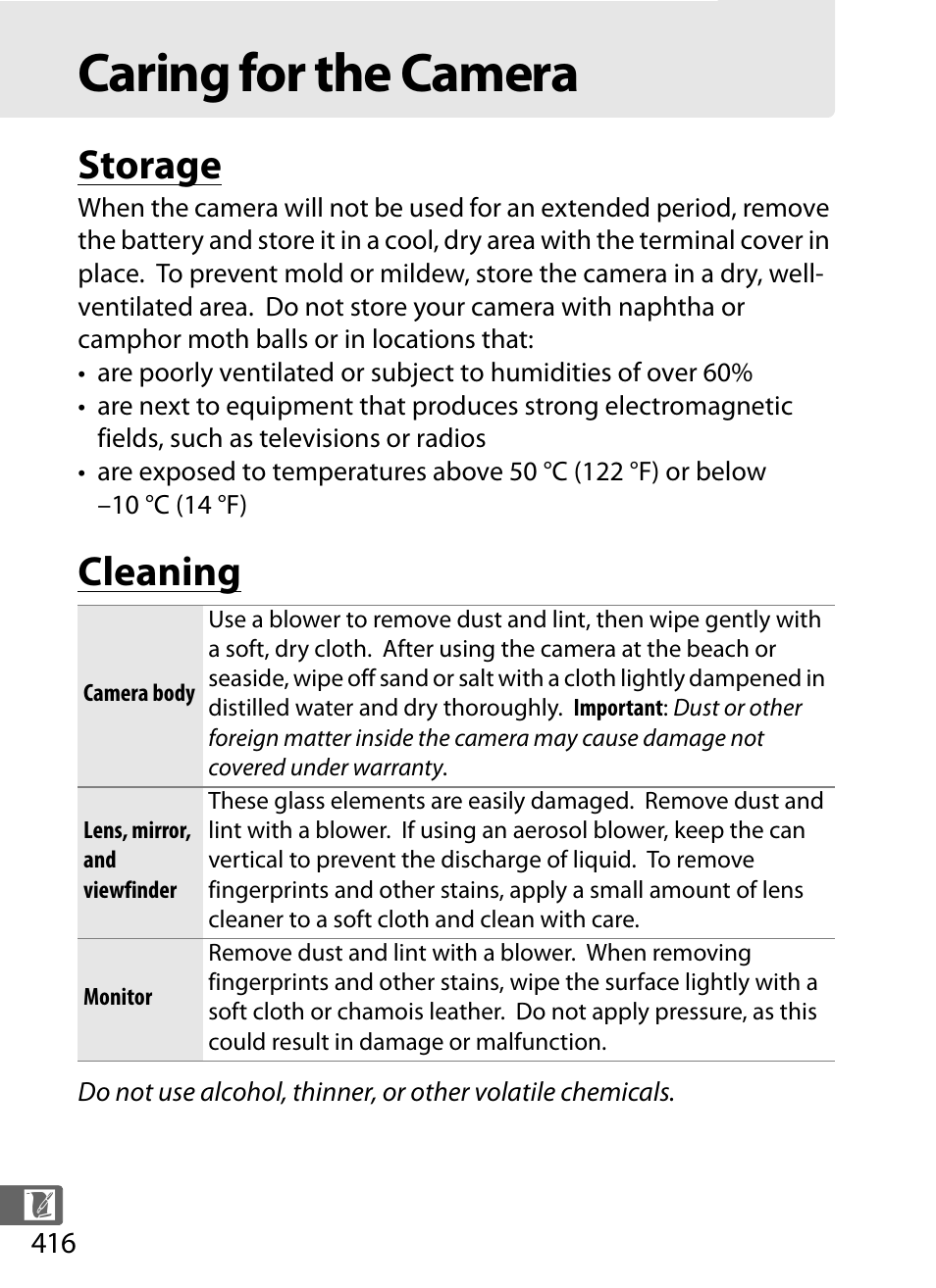 Caring for the camera, Storage, Cleaning | Nikon D4S User Manual | Page 438 / 500