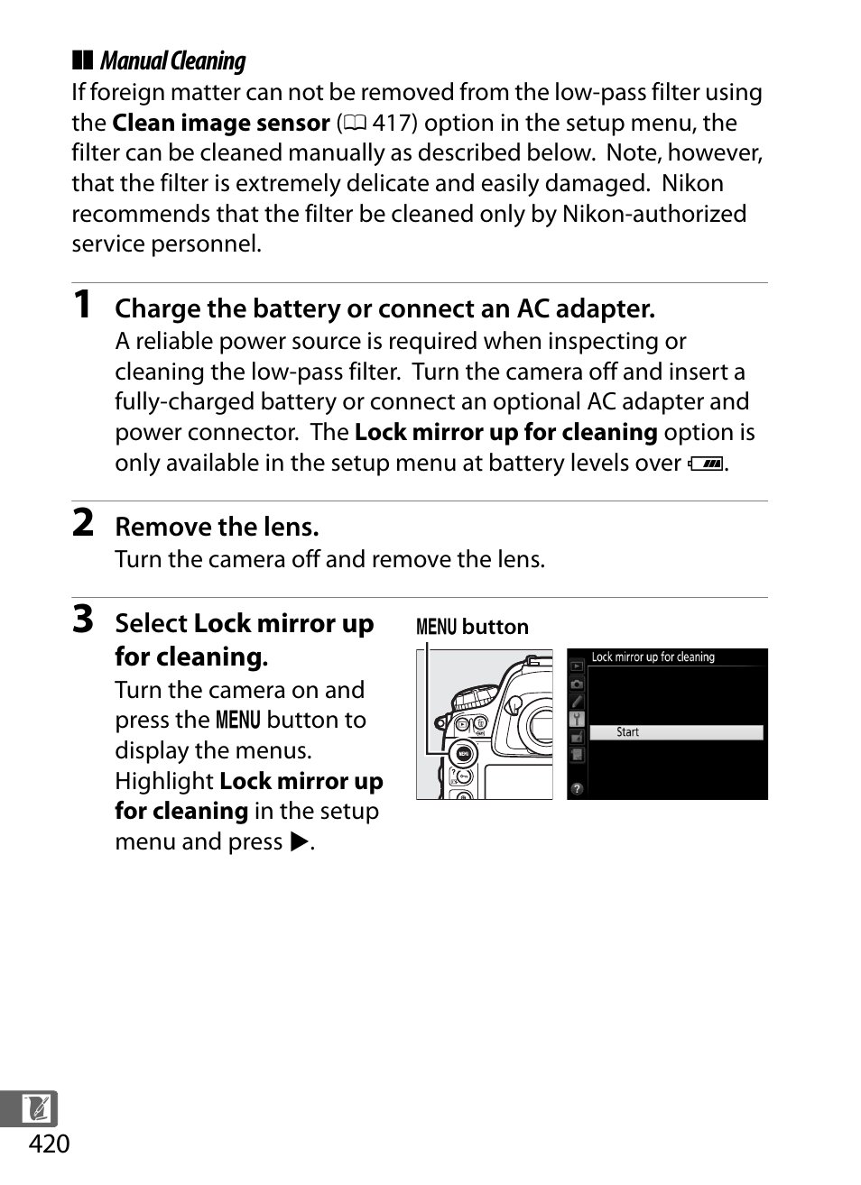 Manual cleaning | Nikon D4S User Manual | Page 442 / 500