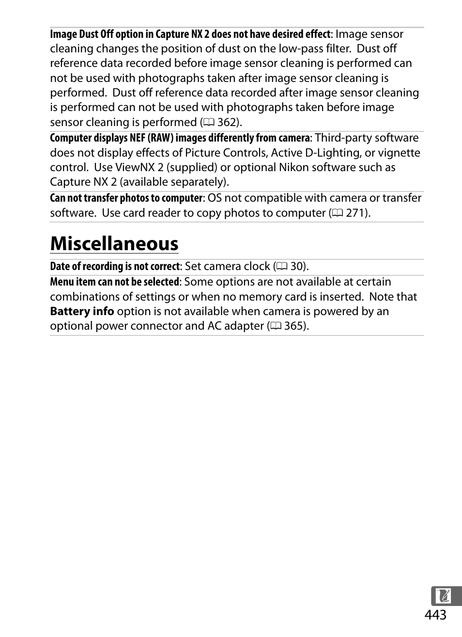 Miscellaneous | Nikon D4S User Manual | Page 465 / 500