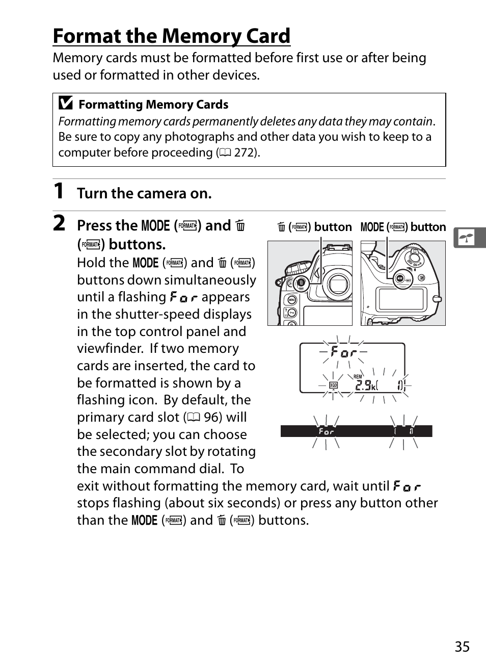 Format the memory card | Nikon D4S User Manual | Page 57 / 500