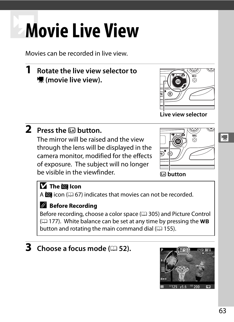 Movie live view | Nikon D4S User Manual | Page 85 / 500