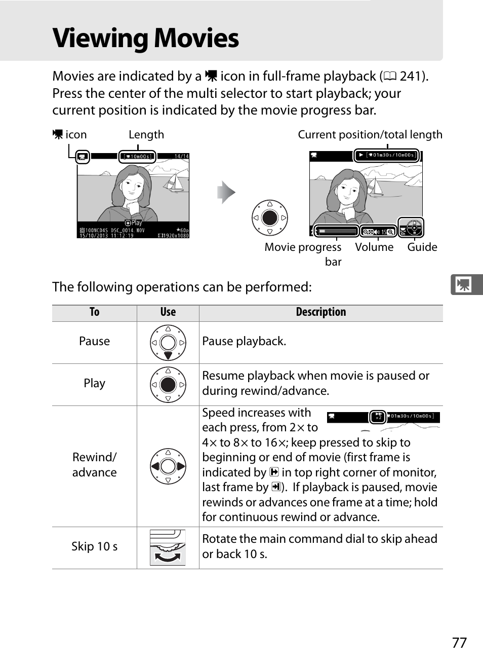 Viewing movies | Nikon D4S User Manual | Page 99 / 500