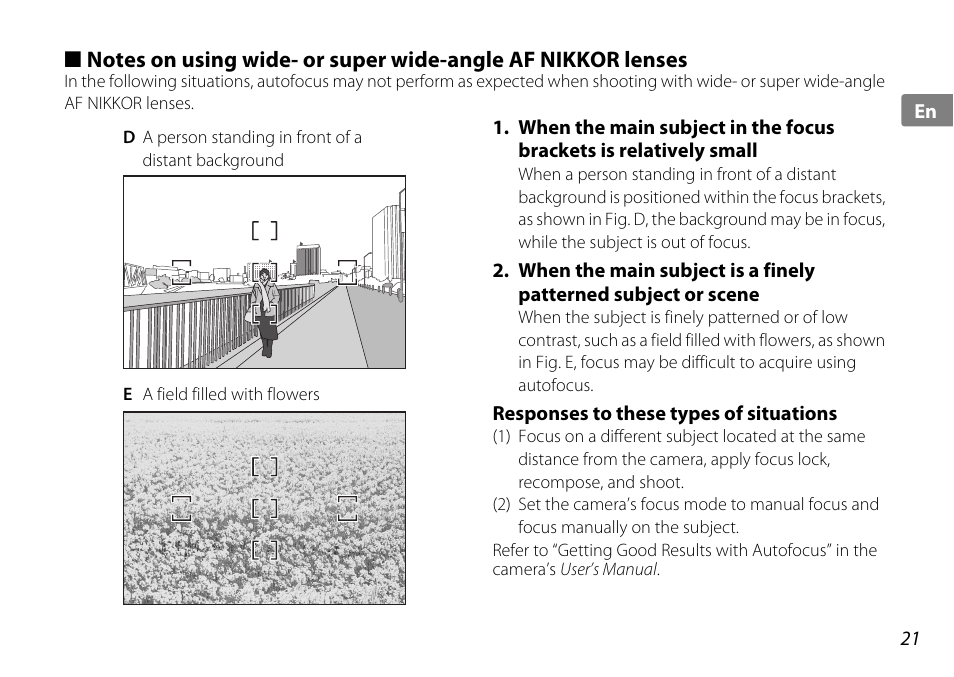 Responses to these types of situations | Nikon AF-S DX NIKKOR 18-200mm f-3.5-5.6G ED VR II User Manual | Page 21 / 148