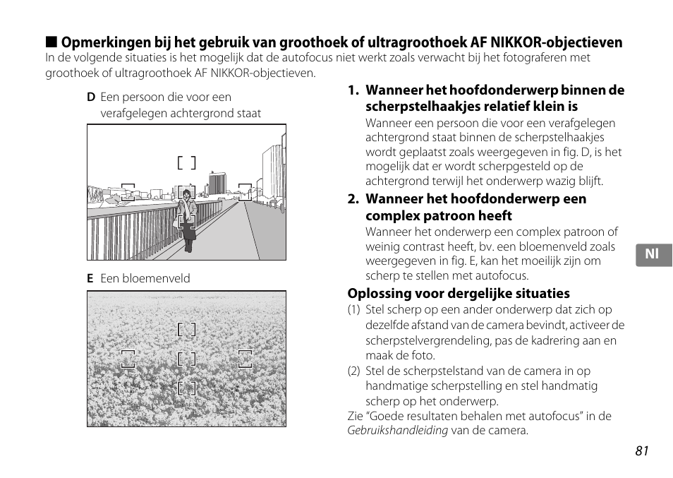 Oplossing voor dergelijke situaties | Nikon AF-S DX NIKKOR 18-200mm f-3.5-5.6G ED VR II User Manual | Page 81 / 148