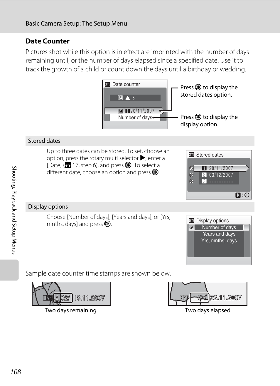 Date counter | Nikon S700 User Manual | Page 120 / 148