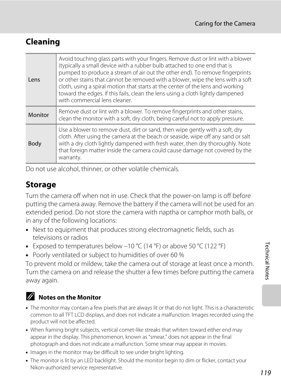 Cleaning, Storage, Cleaning storage | Nikon S700 User Manual | Page 131 / 148