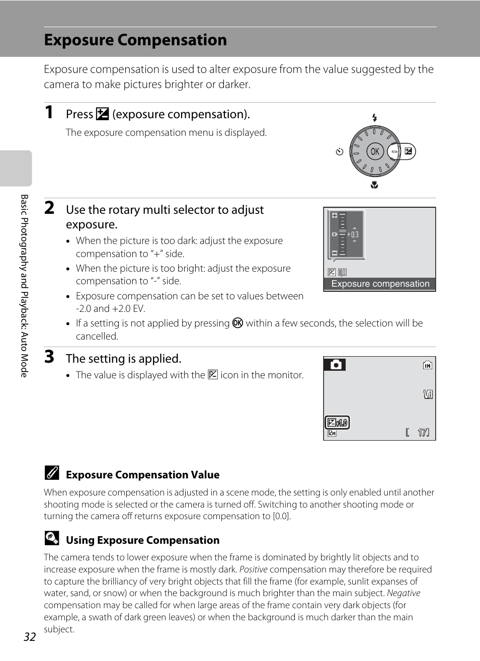 Exposure compensation, A 32) menu, A 32) can | Nikon S700 User Manual | Page 44 / 148