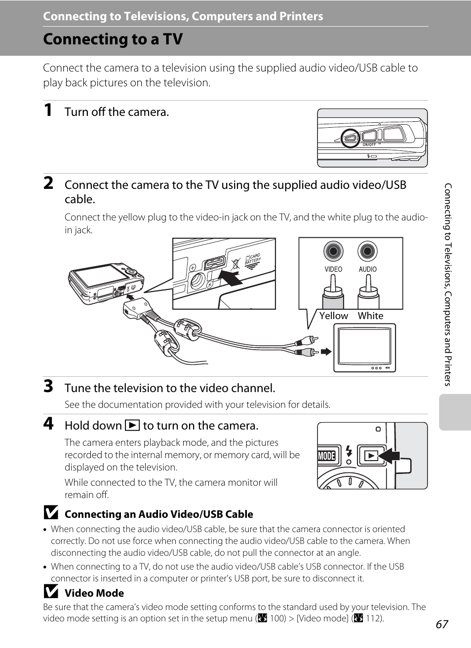 Connecting to televisions, computers and printers, Connecting to a tv | Nikon S700 User Manual | Page 79 / 148