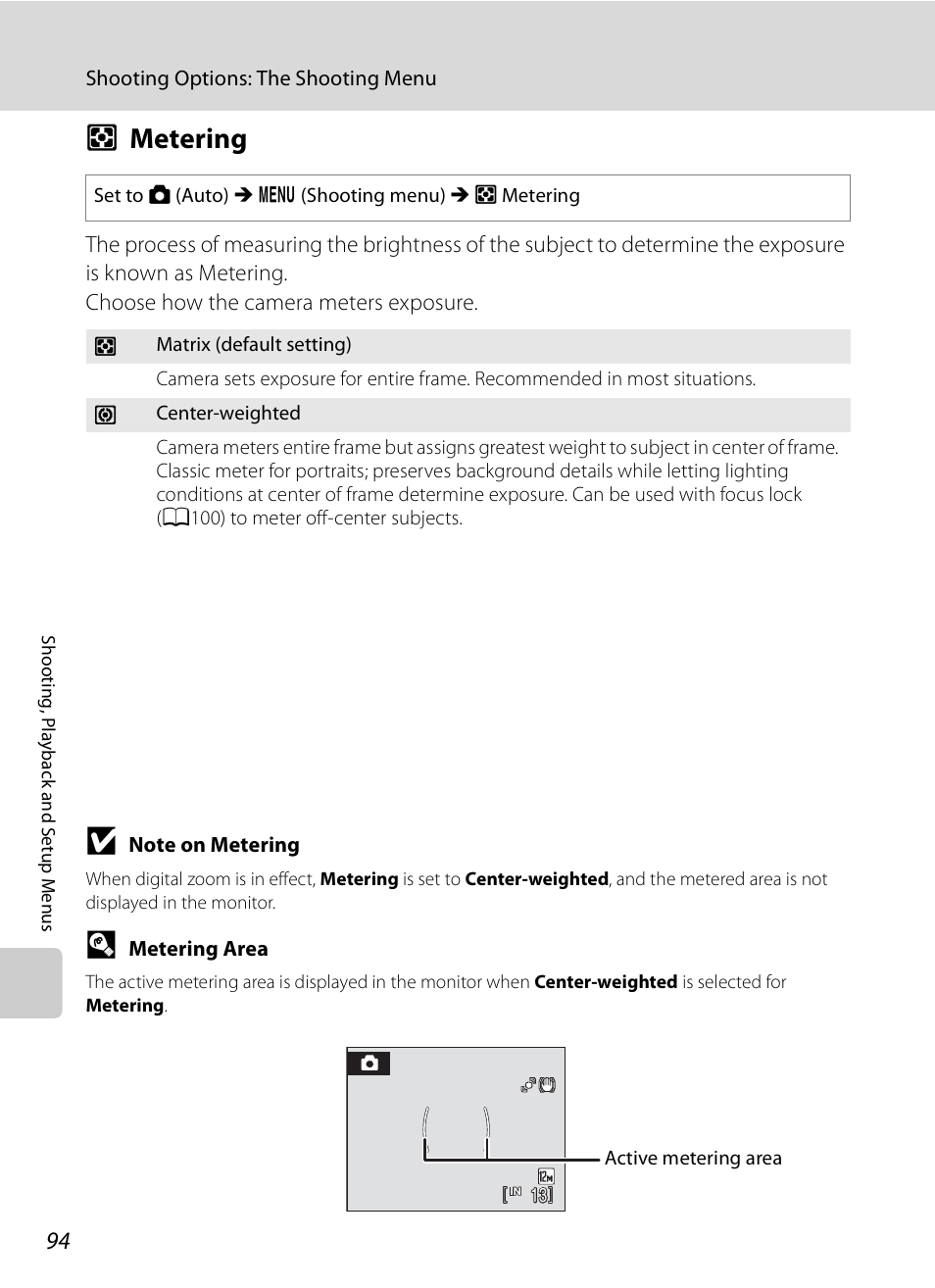 Metering, G metering | Nikon S620 User Manual | Page 106 / 164