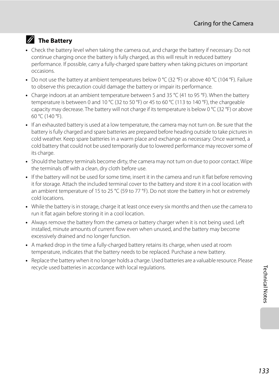 For “the battery, A133) | Nikon S620 User Manual | Page 145 / 164