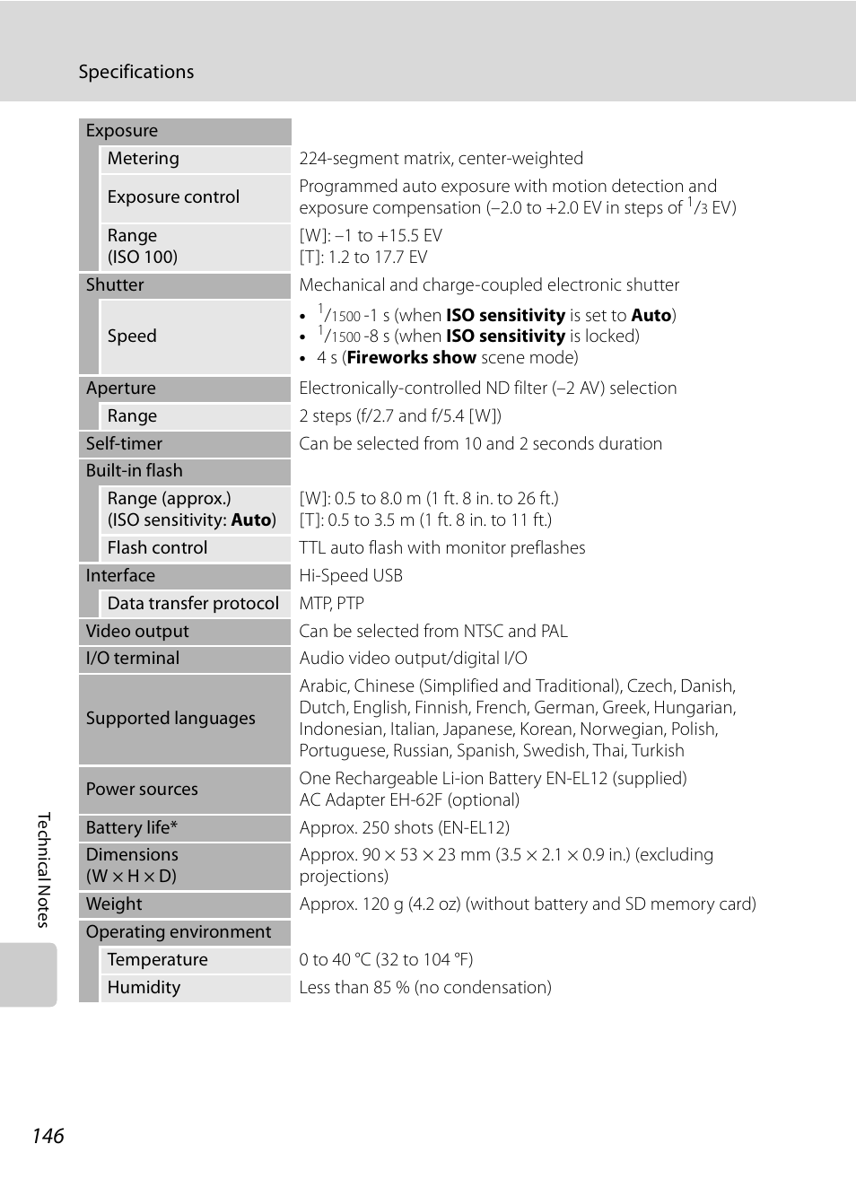 Nikon S620 User Manual | Page 158 / 164