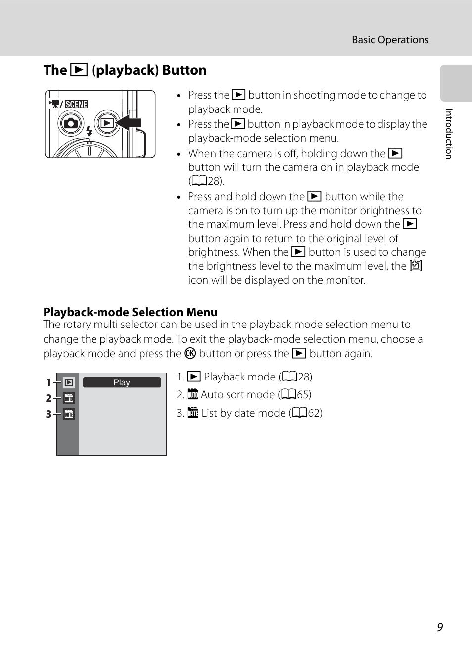 The pplayback button, C (playback) button, The c (playback) button | Nikon S620 User Manual | Page 21 / 164