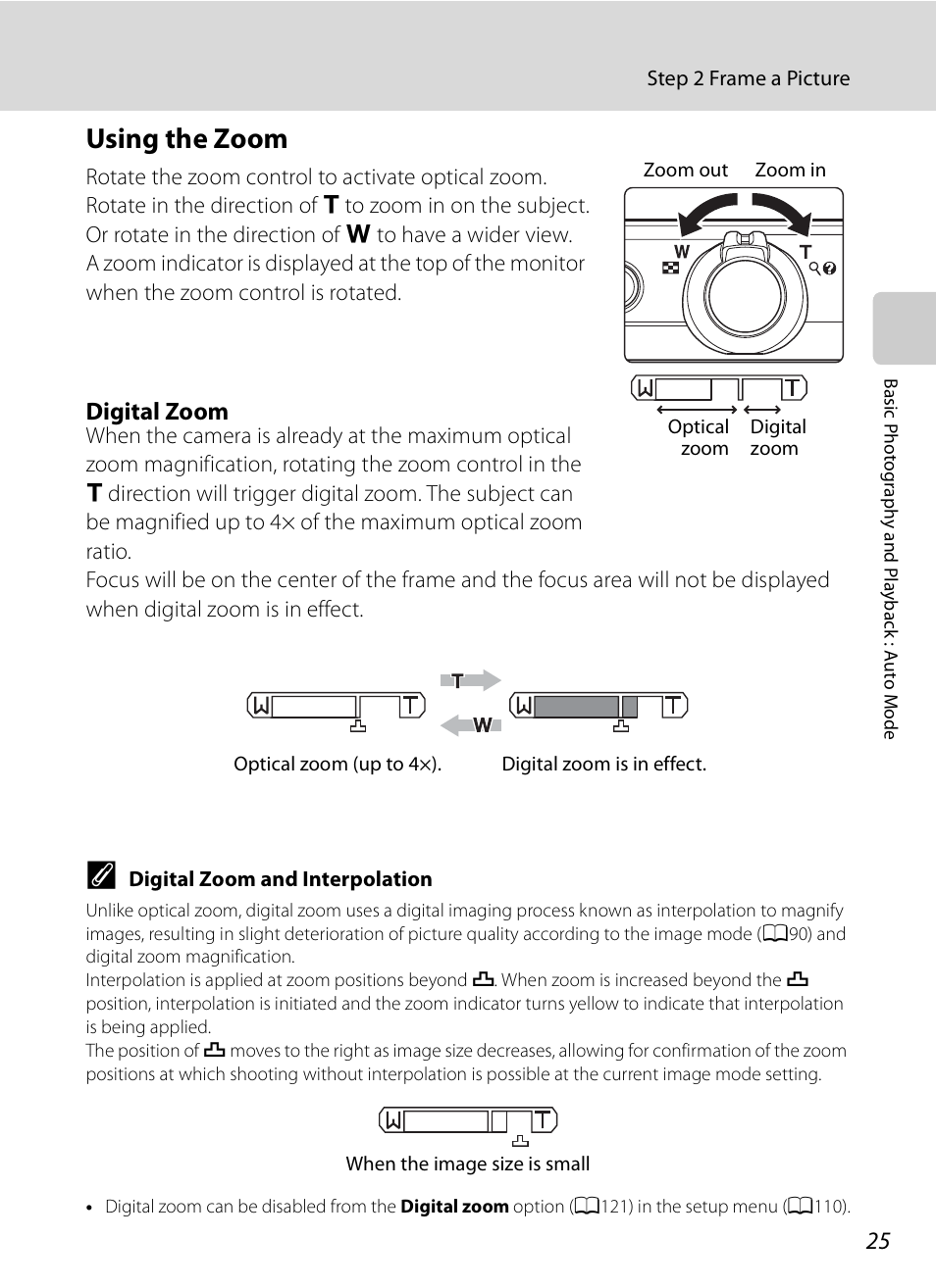 Using the zoom, Digital zoom | Nikon S620 User Manual | Page 37 / 164
