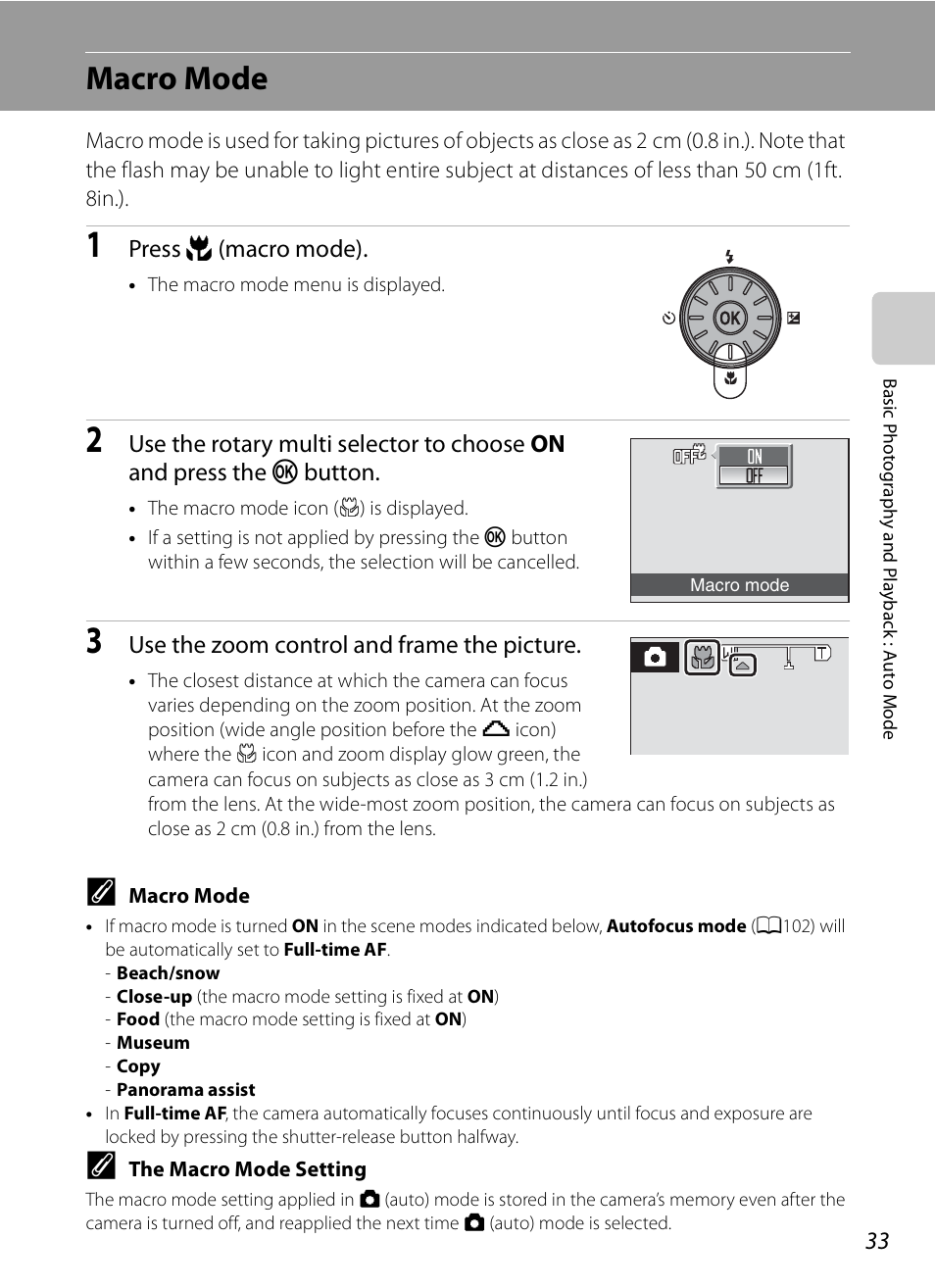 Macro mode, A33) | Nikon S620 User Manual | Page 45 / 164