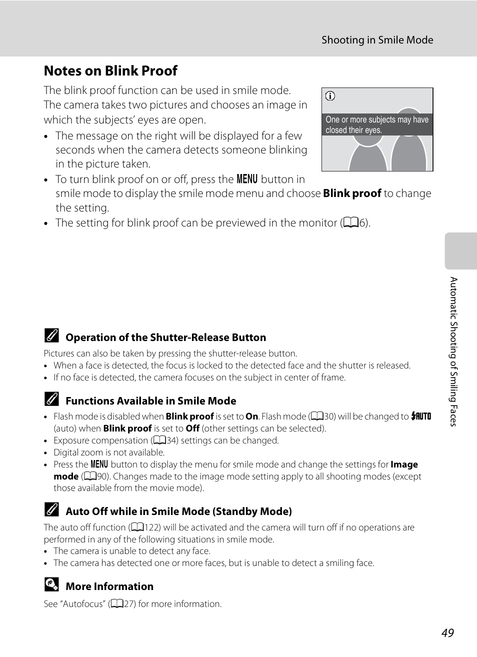 Notes on blink proof | Nikon S620 User Manual | Page 61 / 164