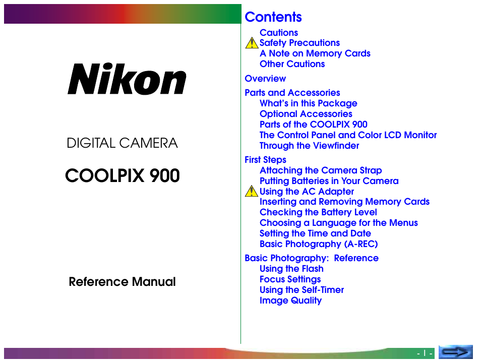 Nikon 900 User Manual | 79 pages