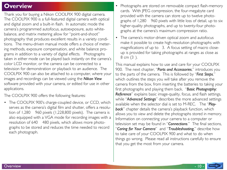 Overview | Nikon 900 User Manual | Page 10 / 79