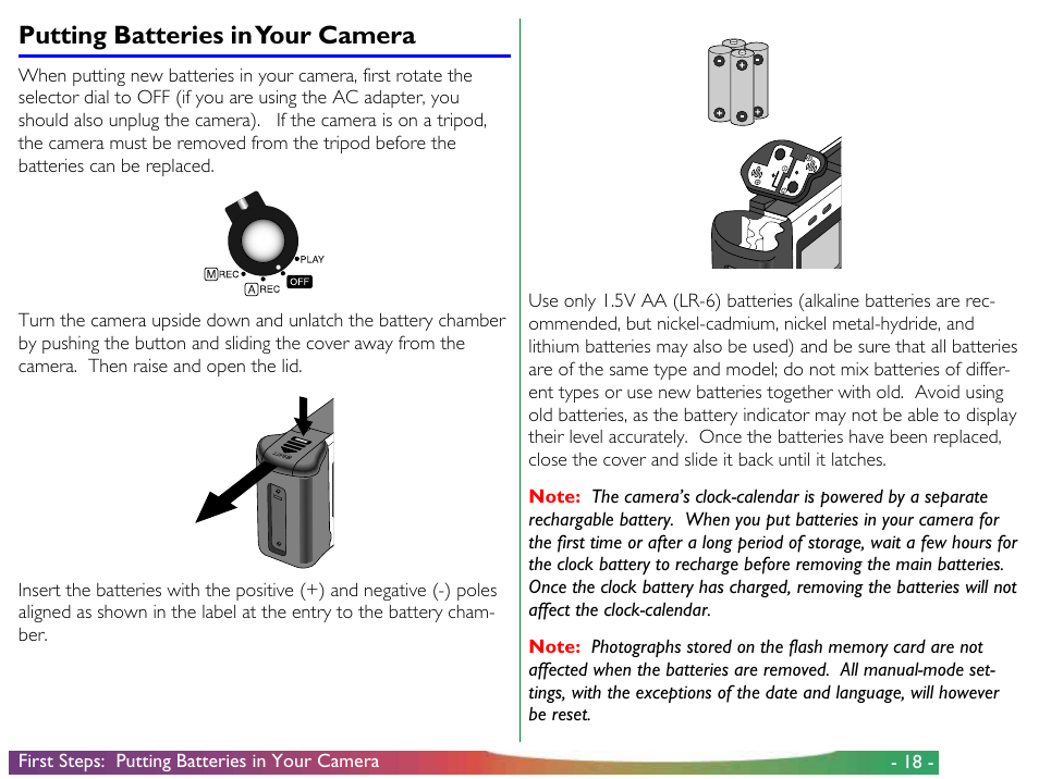 Putting batteries in your camera | Nikon 900 User Manual | Page 18 / 79