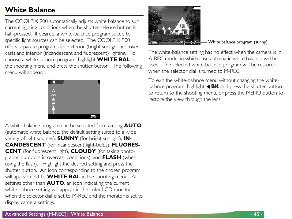 White balance | Nikon 900 User Manual | Page 45 / 79