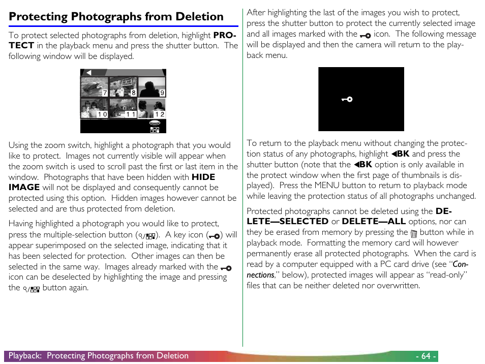Protecting photographs from deletion | Nikon 900 User Manual | Page 64 / 79