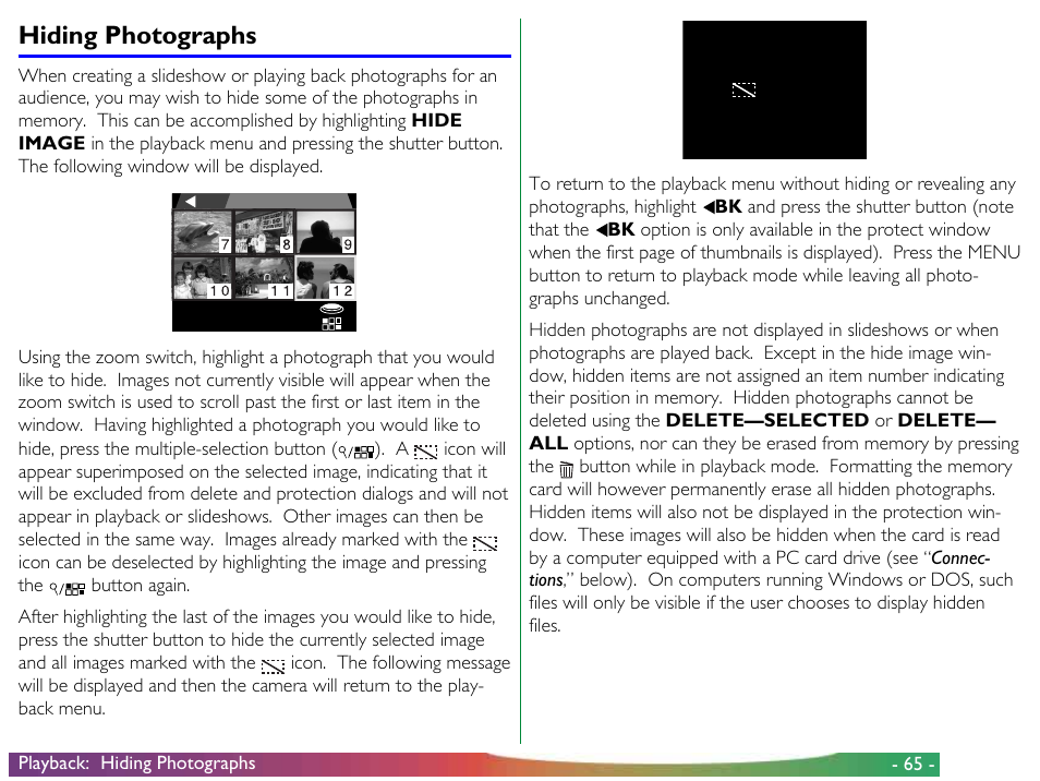 Hiding photographs | Nikon 900 User Manual | Page 65 / 79