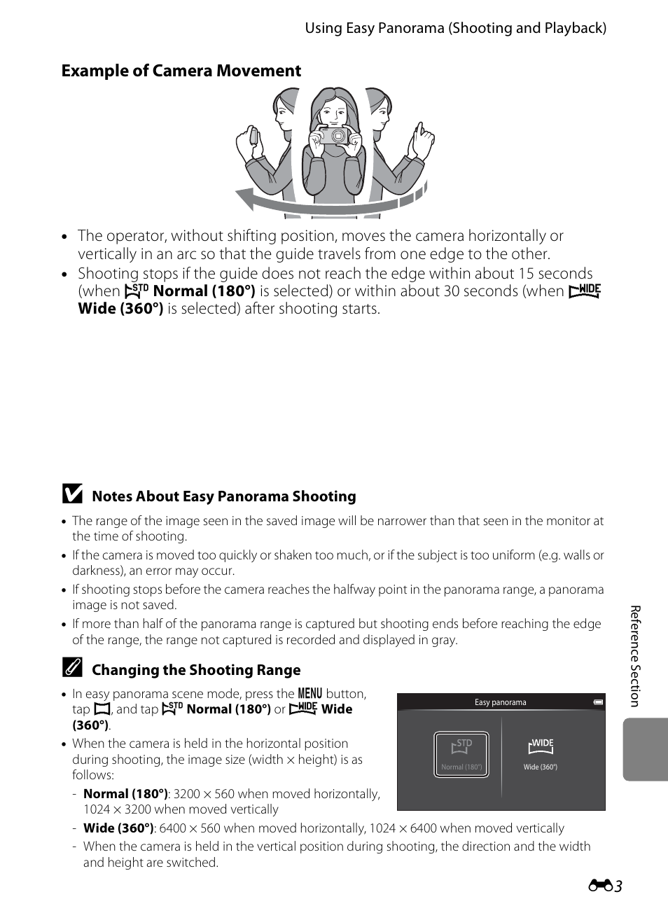 E “changing the shooting range, Example of camera movement | Nikon S800c User Manual | Page 119 / 224