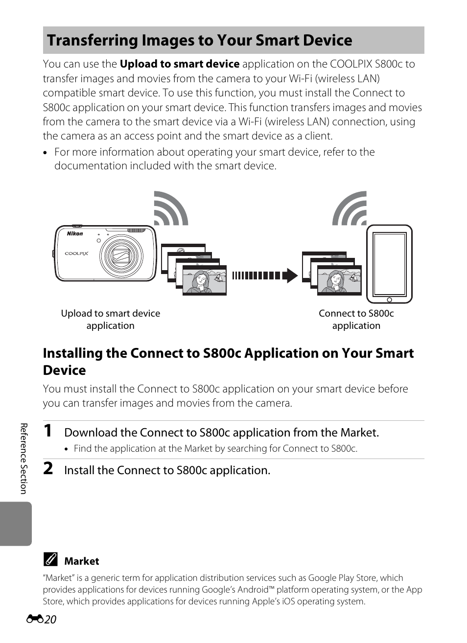 Transferring images to your smart device | Nikon S800c User Manual | Page 136 / 224