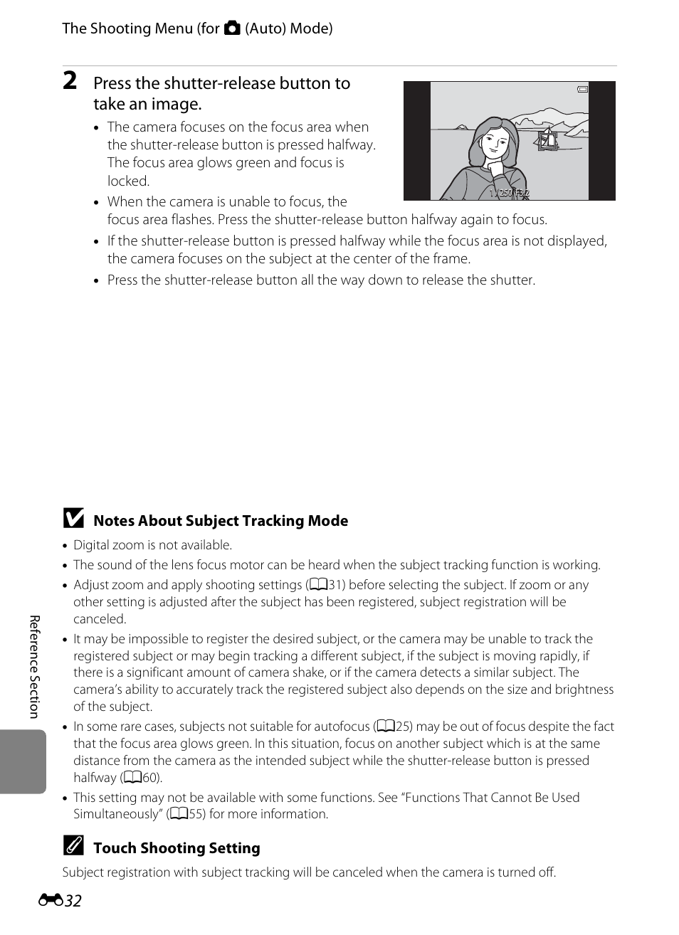 Press the shutter-release button to take an image | Nikon S800c User Manual | Page 148 / 224