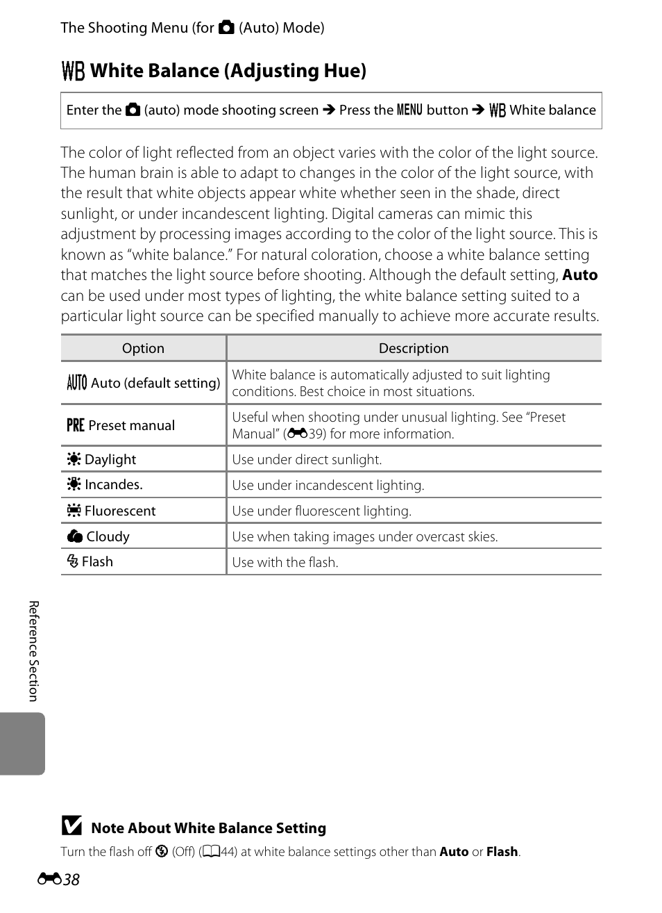 White balance (adjusting hue), W white balance (adjusting hue) | Nikon S800c User Manual | Page 154 / 224