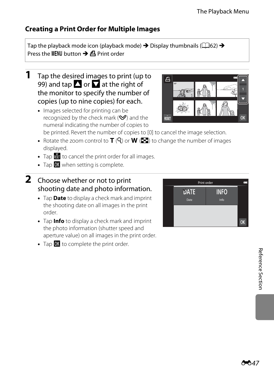 Creating a print order for multiple images | Nikon S800c User Manual | Page 163 / 224