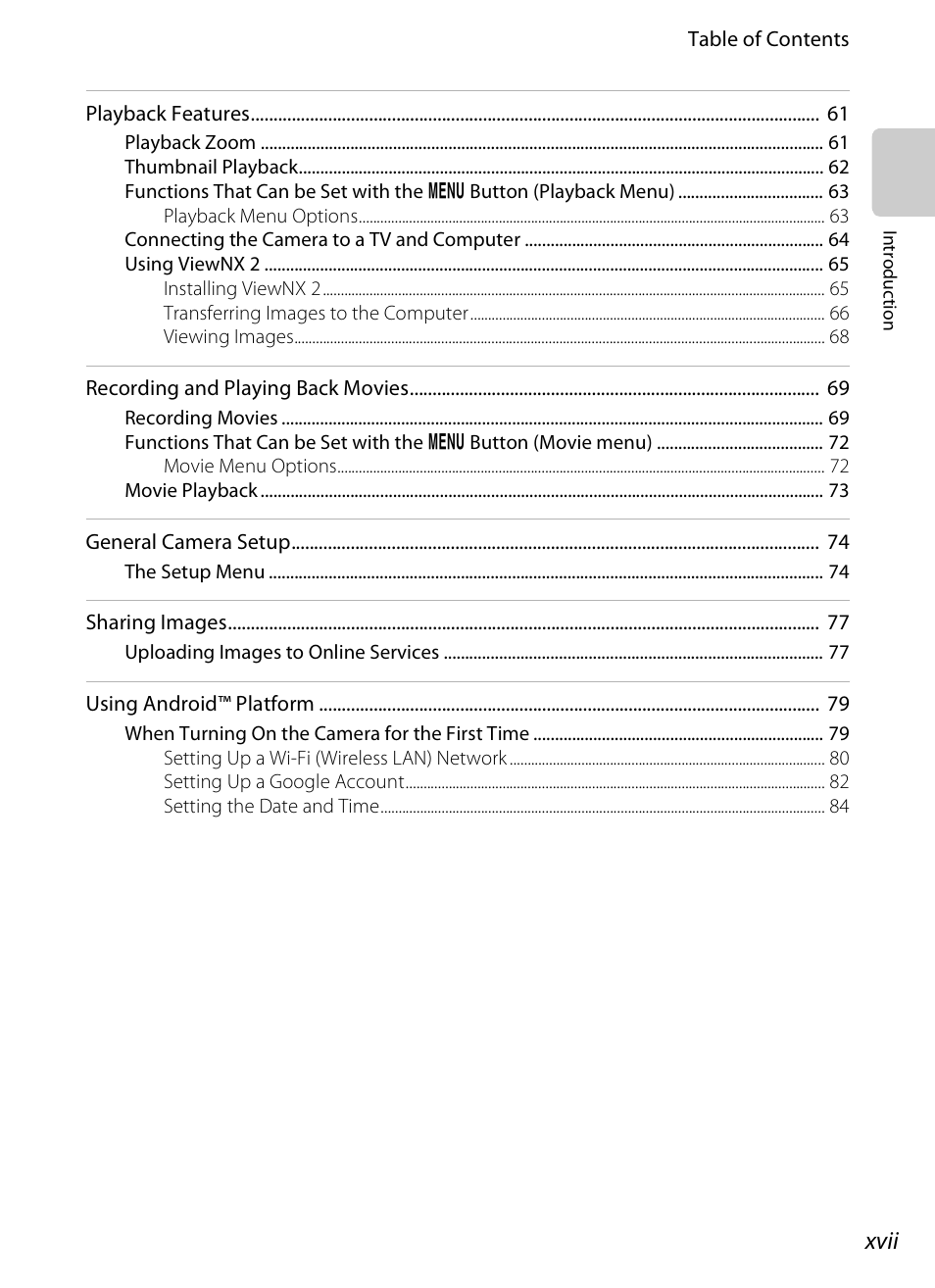 Xvii | Nikon S800c User Manual | Page 19 / 224