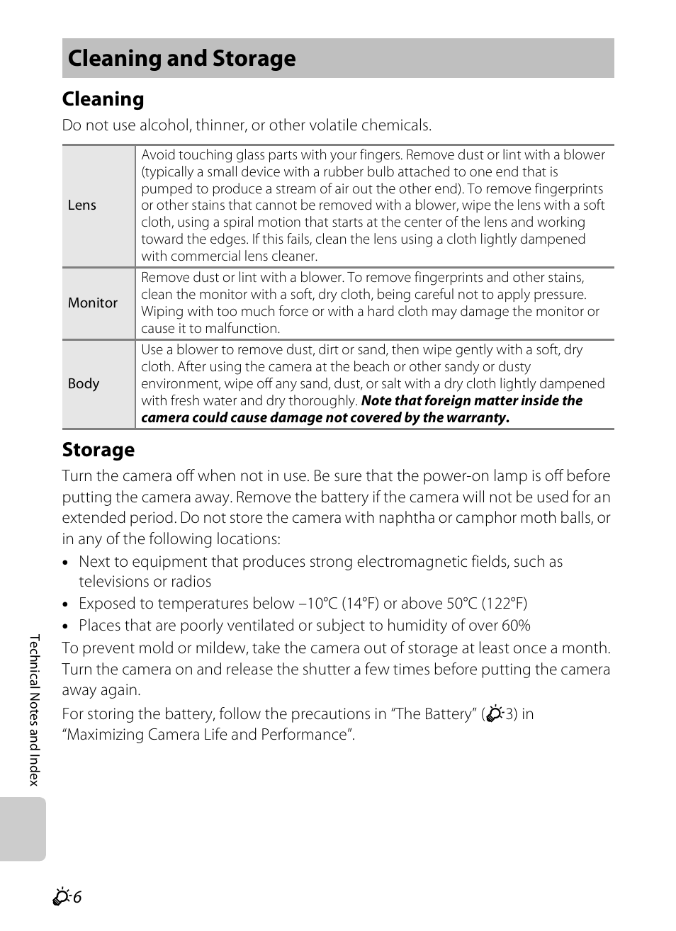 Cleaning and storage, Cleaning, Storage | F6 storage | Nikon S800c User Manual | Page 202 / 224