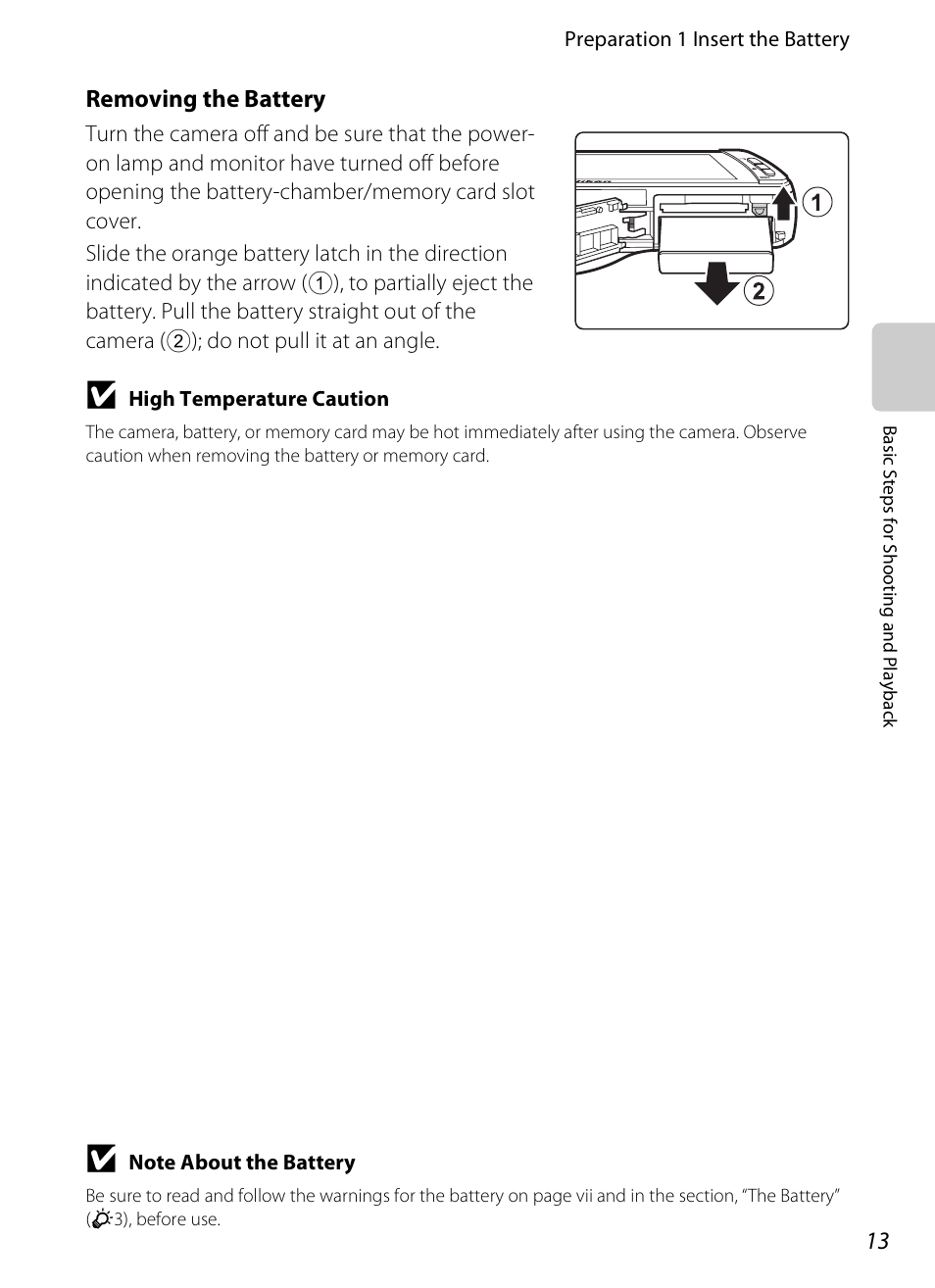 Removing the battery | Nikon S800c User Manual | Page 35 / 224