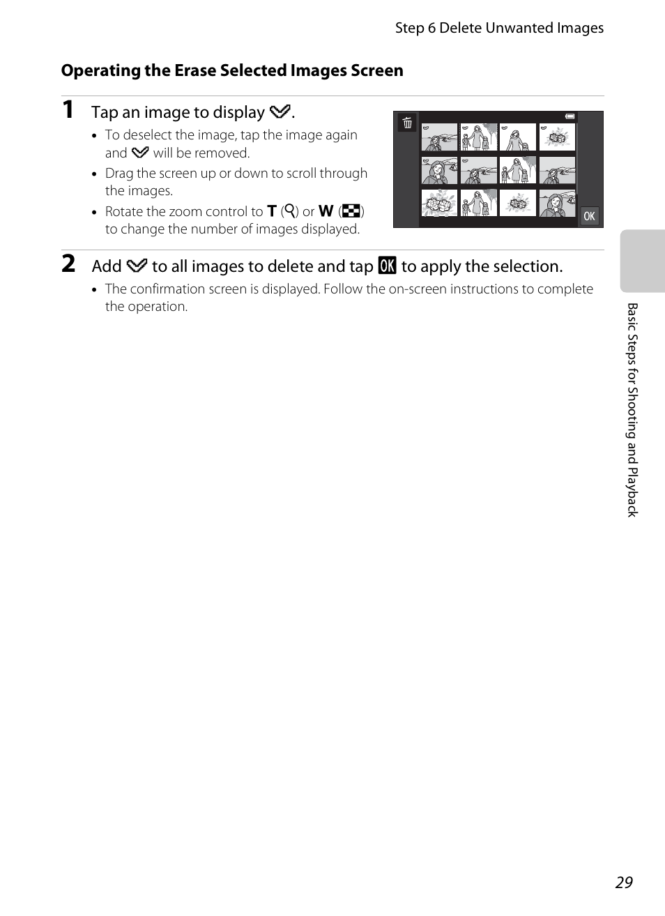 E “operating the erase selected images screen, A29) | Nikon S800c User Manual | Page 51 / 224