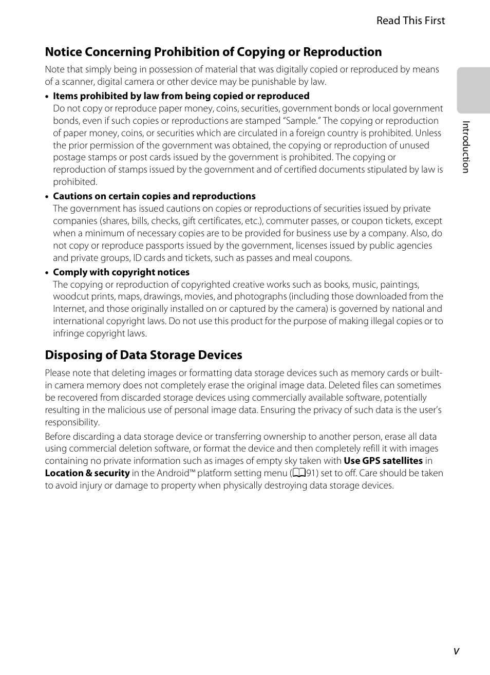 Disposing of data storage devices | Nikon S800c User Manual | Page 7 / 224