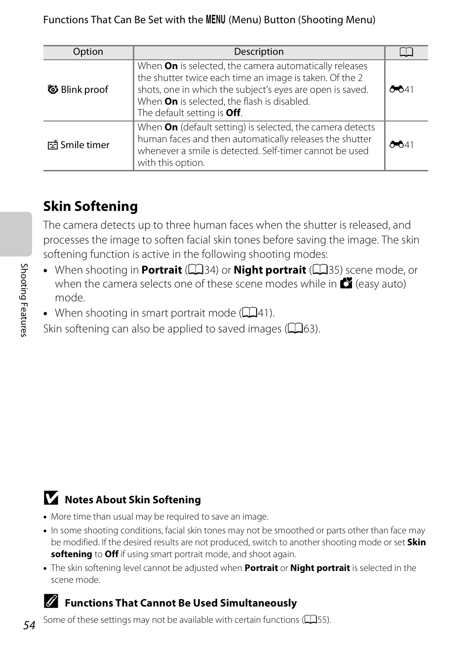 Skin softening, A54), A54) f | Nikon S800c User Manual | Page 76 / 224