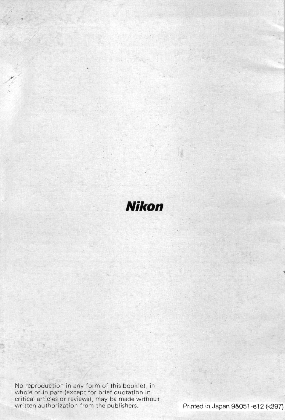 Nikon | Nikon NIKKOR ED 400mm f-2.8 IF User Manual | Page 44 / 44
