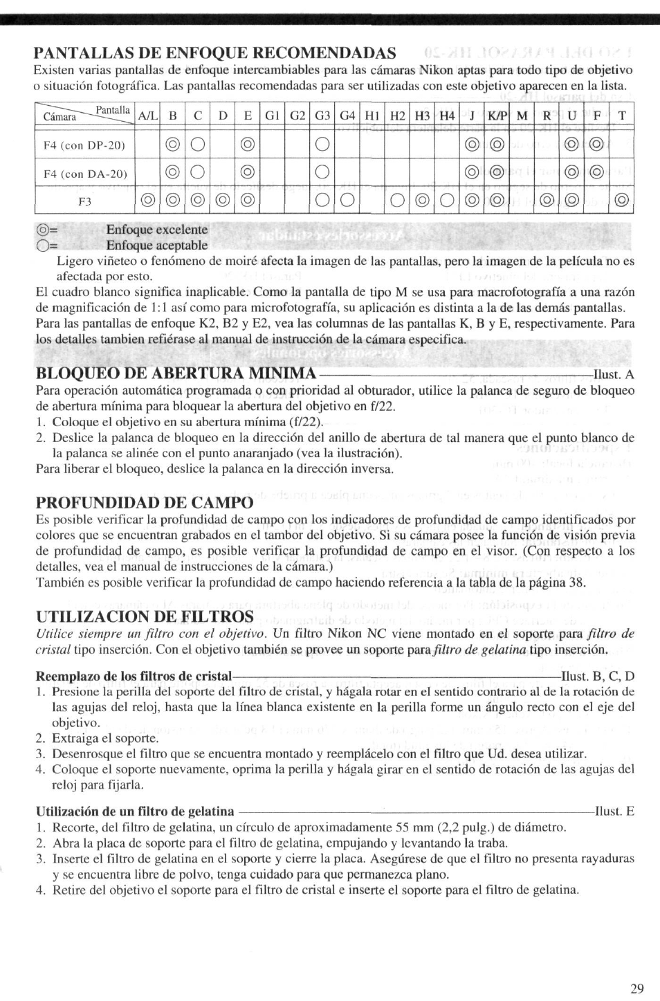 Nomenclatuita, Importante, Montaje del objetivo | Enfoque | Nikon AF-I NIKKOR ED 400mm f-2.8D IF User Manual | Page 29 / 42