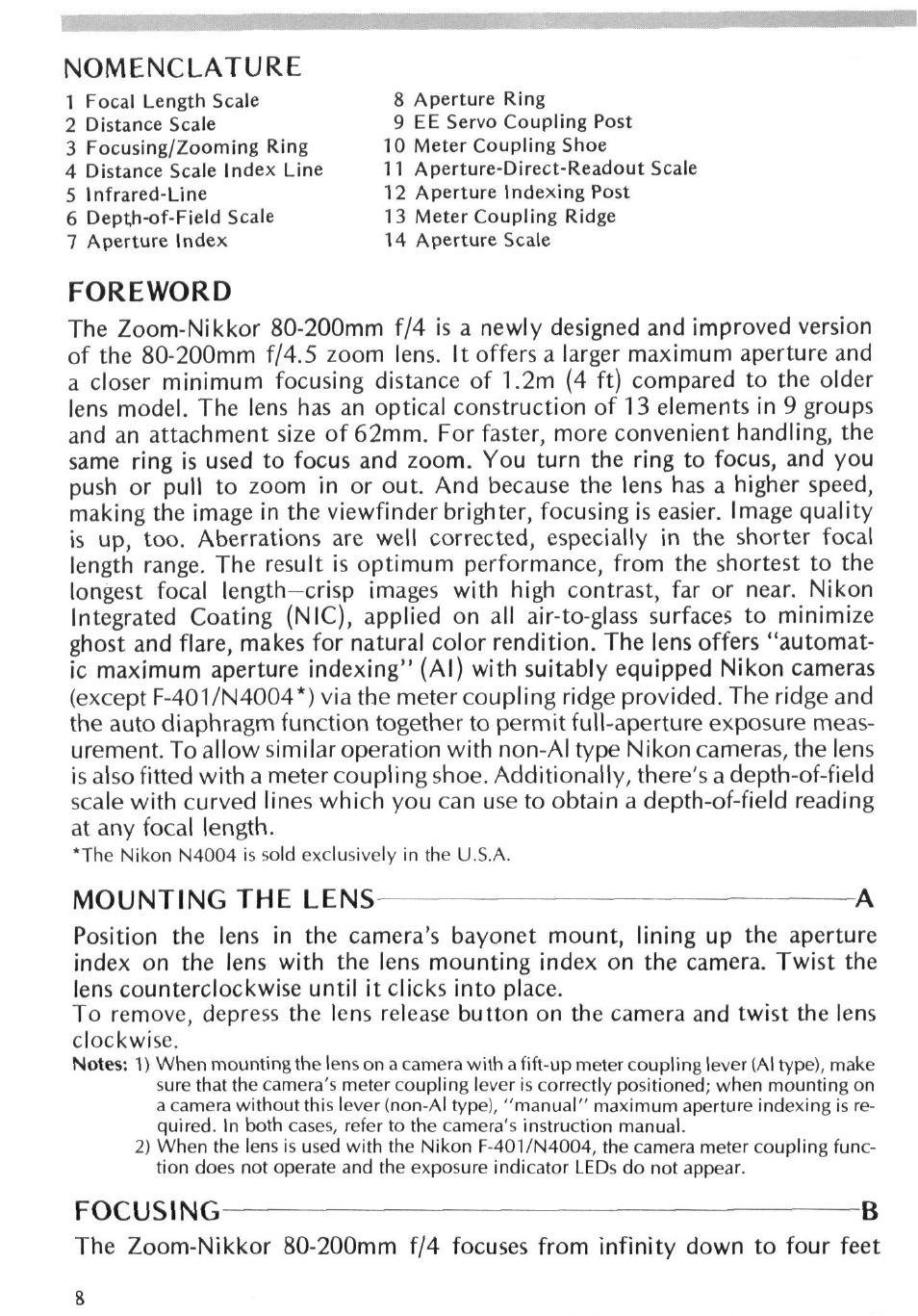 U>x'5i ij f&v. '±<75, Eît j, 200mm | Я'- s >ÿ' : iâiïïï 7 : i - — : hh, Пt’i'-tr-ti-u, Жж : fosiog, Шл•~f-vjf, 62mmi3 c ; *ît7 л )v, Ё-л'й ч î t, u>x'5i ij f&v. '±<75 | Nikon AI-S Zoom-NIKKOR 80-200mm f-4 User Manual | Page 8 / 25