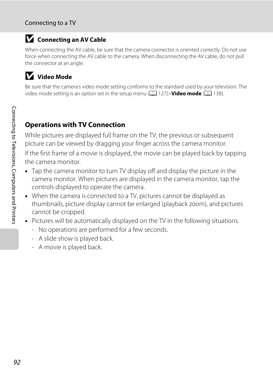 Operations with tv connection | Nikon S230 User Manual | Page 104 / 180